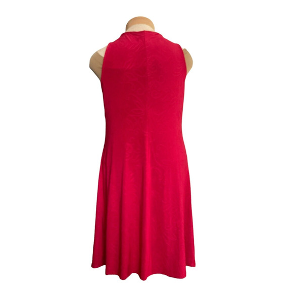 Tash + Sophie Women's Large Red Dress Sleeveless Embossed A-Line Made in USA New - Picture 2 of 11